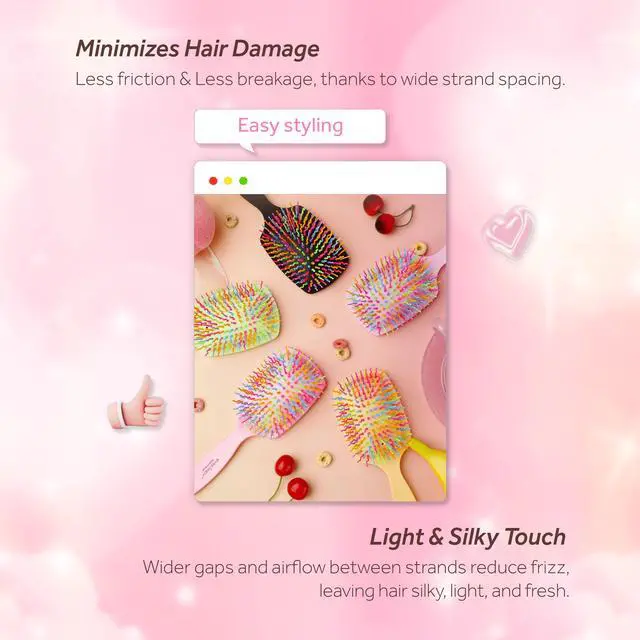 Alt view image 6 of 6 - Eyecandy Rainbow volume S paddle brush (Light Purple)