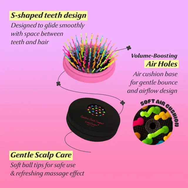 Alt view image 3 of 7 - Eyecandy Rainbow volume S brush Compact (Neo Pink)