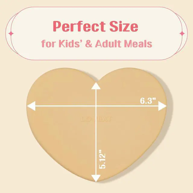 Alt view image 4 of 7 - LOVEAT Heart Baby Lunch Box 15.2 fl oz (450 ml) Silicone Suction Divided Plate for Toddlers and Kids, BPA Free Feeding Dish with Lid, Microwave and Dishwasher Safe (Blush Pink)