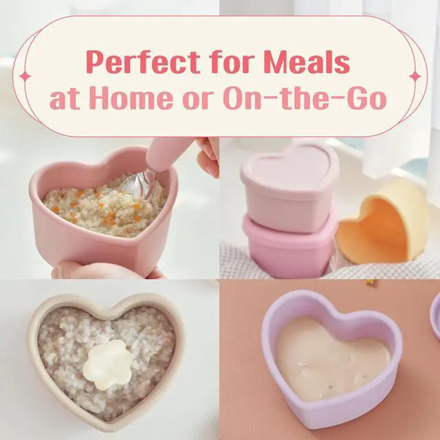 Alt view image 5 of 7 - LOVEAT Heart Bowl 8.5 fl oz (250ml)  Patented Leak-Proof Baby Food Storage Container, Microwave Freezer and Oven Safe, BPA-Free for Weaning and Toddler Feeding (Red)