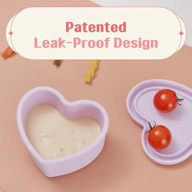 Alt view image 4 of 7 - LOVEAT Heart Bowl 8.5 fl oz (250ml)  Patented Leak-Proof Baby Food Storage Container, Microwave Freezer and Oven Safe, BPA-Free for Weaning and Toddler Feeding (Lilac)