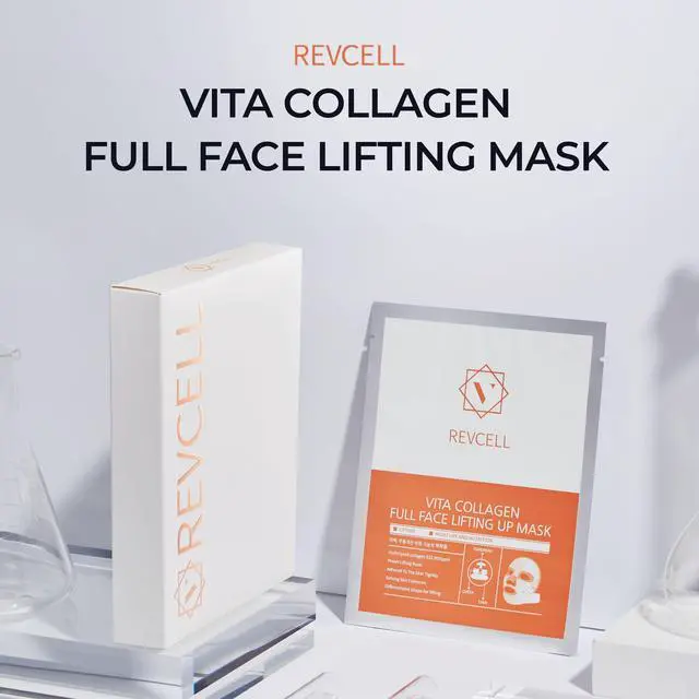 Alt view image 2 of 7 - Revcell Vita Collagen Full Face Lifting Mask / 5 sheets / 3.35 oz / 95g / White