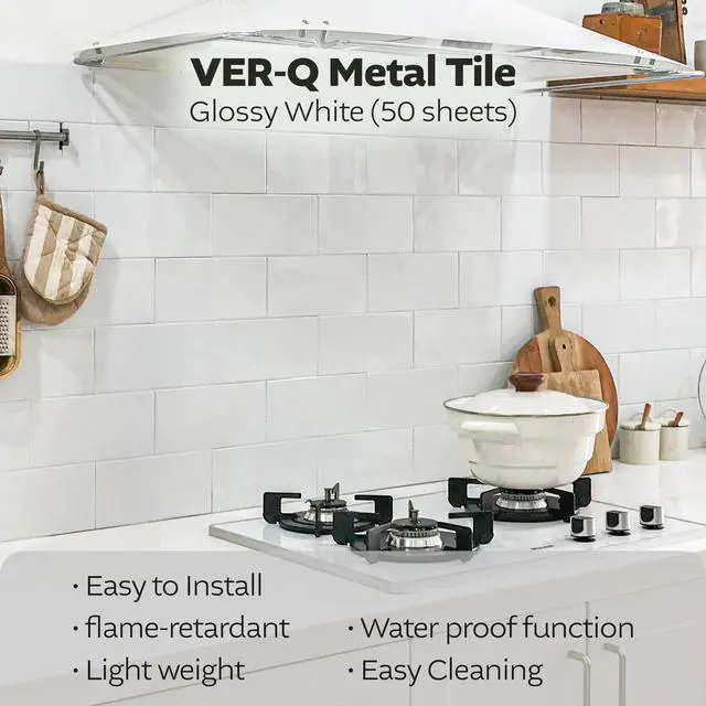 Alt view image 2 of 7 - VER-Q Metal Tile Glossy White (50 sheets)