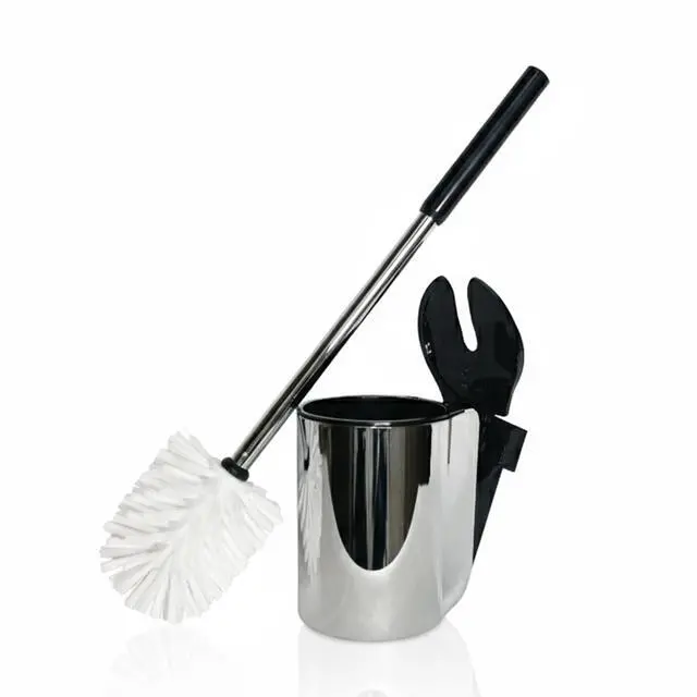 Main image of Toilet Brush Set - Wall-Mounted Toilet Brush with Covered Holder, Chrome Finish and Black Handle (Toilet Brush with Holder)