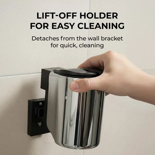 Alt view image 4 of 7 - Toilet Brush Set - Wall-Mounted Toilet Brush with Covered Holder, Chrome Finish and Black Handle (Toilet Brush with Holder)