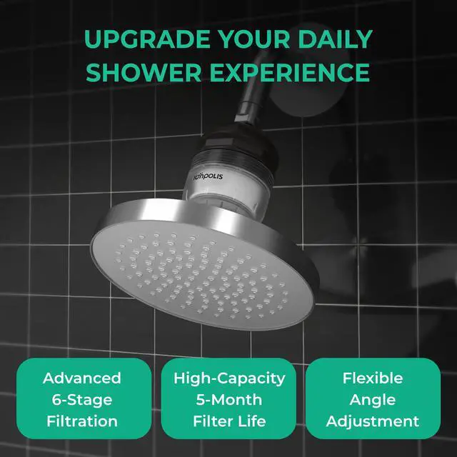 Alt view image 3 of 7 - Ionpolis Wall-Mounted High Capacity Sediment Shower Filter with 6-Stage Filtration Suitable for Shower Head Mounted on the Wall or Ceiling