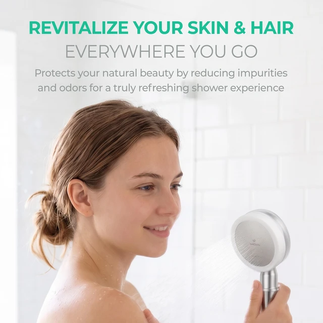 Alt view image 6 of 7 - The Ionpolis portable mini shower head features a built-in 5-stage filter