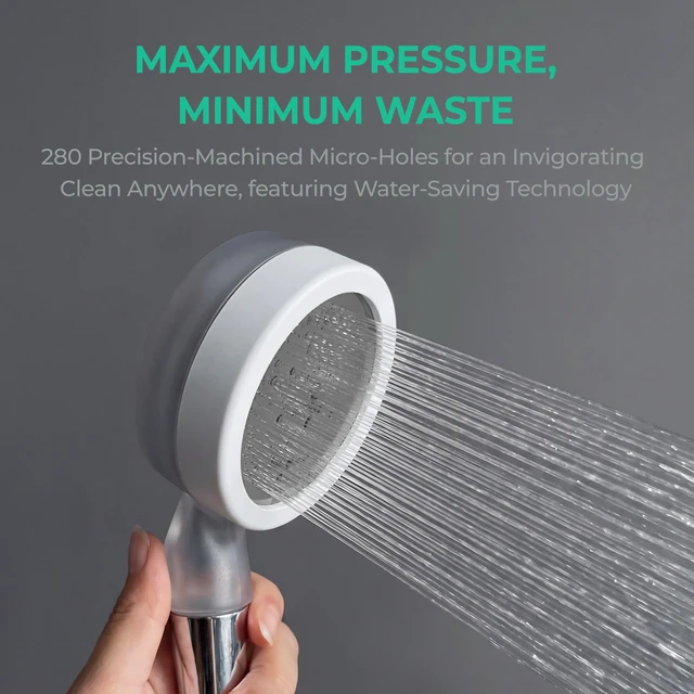 Alt view image 5 of 7 - The Ionpolis portable mini shower head features a built-in 5-stage filter