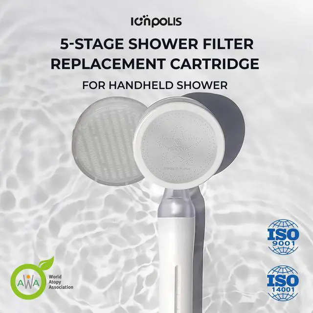 Alt view image 2 of 6 - Ionpolis 5-Stage Shower Filter Replacement Cartridge for Head Removes Rust, Chlorine, Impurities and Fine Particles of 1/20 the Thickness of a Hair
