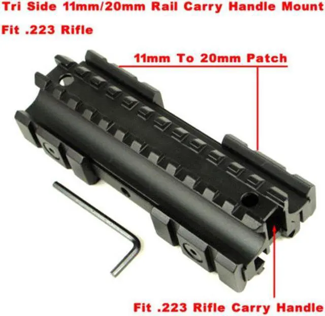 Alt view image 6 of 6 - Triple Side Flat Top 11mm/20mm Weaver/Picatinny Rail Carry Handle Mount Fit .223 Rifles for 20mm Rail