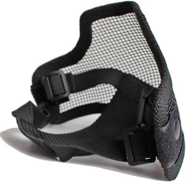 Alt view image 2 of 5 - Tactical Paintball Airsoft Steel Wire Mesh Skeleton  Half Face Protective Mask Desert