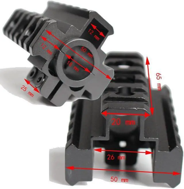 Alt view image 4 of 5 - Hunting 3 Side Tri-Rail 20mm Rails Barrel Mount See Through 21mm Picatinny Weaver Rail Mount for Gun Riflescope
