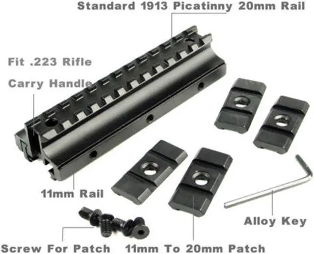 Alt view image 5 of 6 - Triple Side Flat Top 11mm/20mm Weaver/Picatinny Rail Carry Handle Mount Fit .223 Rifles for 20mm Rail