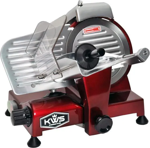 Main image of KWS Premium 200w Electric Meat Slicer 6"(Red) Stainless Steel Blade, Frozen Meat/ Cheese/ Food Slicer Low Noises