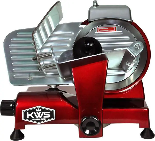 Alt view image 2 of 6 - KWS Premium 200w Electric Meat Slicer 6"(Red) Stainless Steel Blade, Frozen Meat/ Cheese/ Food Slicer Low Noises