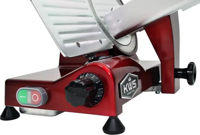 Alt view image 3 of 6 - KWS Premium 200w Electric Meat Slicer 6"(Red) Stainless Steel Blade, Frozen Meat/ Cheese/ Food Slicer Low Noises