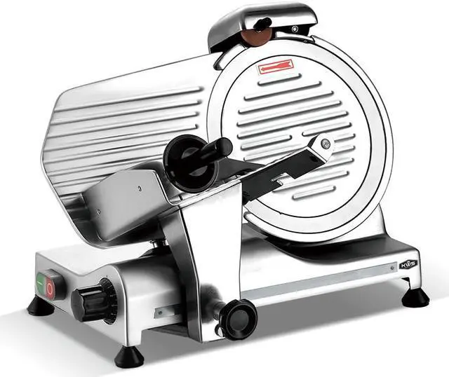 Main image of KWS Deluxe Commercial 320w Electric Meat Slicer 10" Triple Safety Locks + Anodized Aluminum Base with Stainless Steel Blade, Frozen Meat/ Cheese/ Food Slicer Low Noises Commercial and Home Use