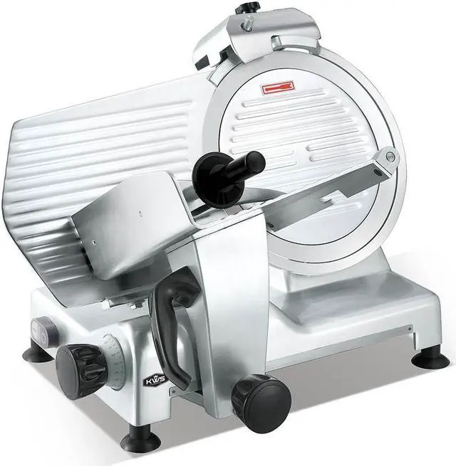 Main image of KWS Deluxe Commercial 420w Electric Meat Slicer 12" Triple Safety Locks + Anodized Aluminum Base with Stainless Steel Blade, Frozen Meat/ Cheese/ Food Slicer Low Noises Commercial and Home Use