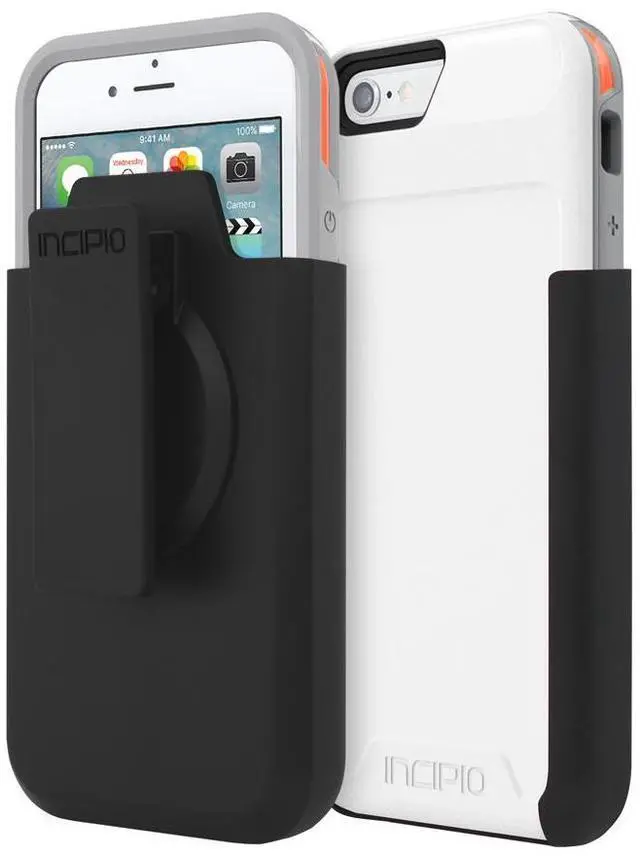 Alt view image 7 of 7 - Incipio [Performance] Series Level 4 Carrying Case (Holster) for iPhone 6, iPhone 6S - White, Orange