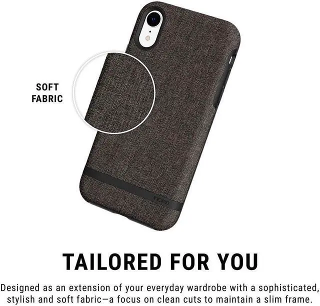 Alt view image 2 of 9 - Incipio Carnaby Stylish Slim Protective Case for iPhone XR (6.1") with Soft Premium Fabric and Anti-Slip Grip - Gray