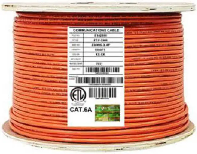 Main image of Elite Cat6a Shielded Stranded (CM), 1000ft, 500MHz, 10GB, 26AWG, U/FTP, Pure Copper, UL Certified, Bulk Ethernet Cable Reel, Orange