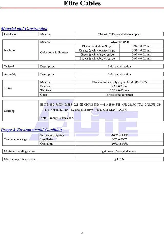Alt view image 2 of 6 - Elite Cat5e Stranded (CM), 1000ft, 350MHz, 24AWG, U/UTP, Bare Copper, UL Certified, Pull Box, Bulk Ethernet Cable, Red