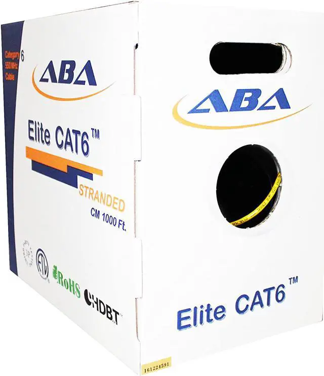 Main image of Elite Cat6 Stranded (CM), 1000ft, 550MHz, 24AWG, U/UTP, Bare Copper, UL Certified, Bulk Ethernet Cable, Blue