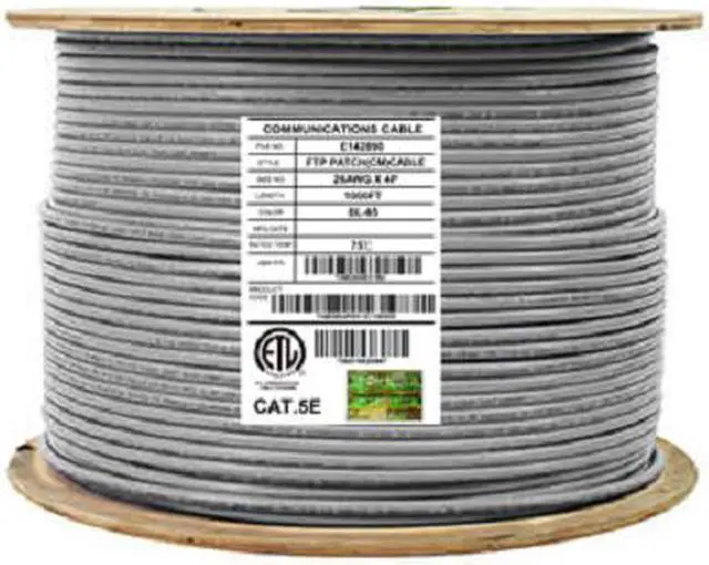 Main image of Elite Cat5e Shielded Stranded (CM), 1000ft, 350MHz, 24AWG, F/UTP, Bare Copper, UL Certified, Bulk Ethernet Cable Reel, Gray