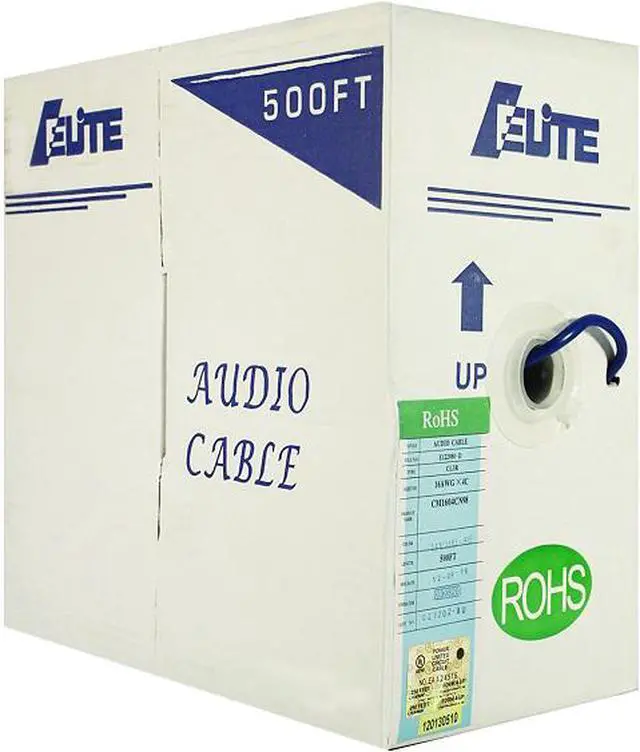 Main image of Elite Audio Cable, 500ft, 16AWG, 4 Conductor, 100% Bare Copper, PVC Jacket, UL Certified, Bulk Cable, White