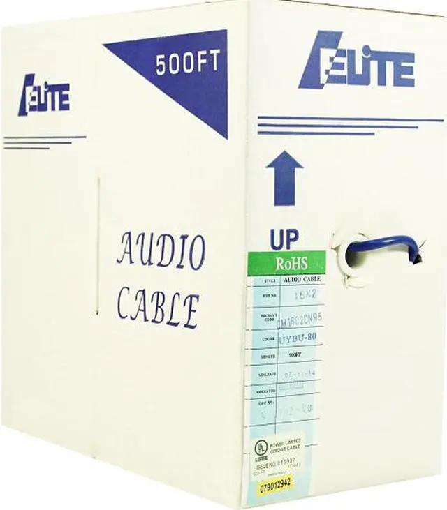 Main image of Elite Audio Cable, 500ft, 16AWG, 4 Conductor, 100% Bare Copper, PVC Jacket, UL Certified, Bulk Cable, Blue