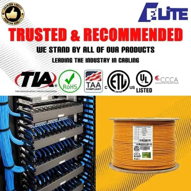Alt view image 3 of 7 - Elite Cat6 Stranded (CM), 1000ft, 400MHz, 26AWG, F/UTP, Bare Copper, UL Certified, Bulk Ethernet Cable Reel, Orange