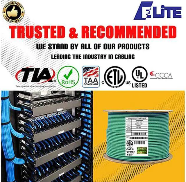 Alt view image 3 of 7 - Elite Cat6 Shielded Riser (CMR), 1000ft, 550MHz, 23AWG, F/UTP, Solid Bare Copper, UL Certified, UL-LP Certification, Bulk Ethernet Cable Reel, Green