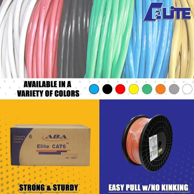 Alt view image 4 of 7 - Elite Cat6 Stranded (CM), 1000ft, 400MHz, 28AWG, U/UTP, Bare Copper, UL Certified, Ultra Slim, Bulk Ethernet Cable, White