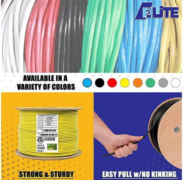 Alt view image 4 of 7 - Elite Cat6 Shielded Riser (CMR), 1000ft, 550MHz, 23AWG, F/UTP, Solid Bare Copper, UL Certified, UL-LP Certification, Bulk Ethernet Cable Reel, Yellow