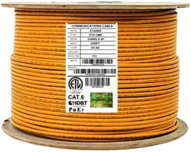 Elite Cat6 Stranded (CM), 1000ft, 400MHz, 26AWG, F/UTP, Bare Copper, UL  Certified, Bulk Ethernet Cable Reel, Orange 