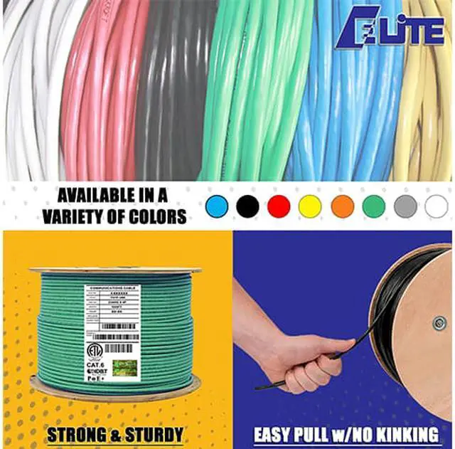 Alt view image 4 of 7 - Elite Cat6 Shielded Riser (CMR), 1000ft, 550MHz, 23AWG, F/UTP, Solid Bare Copper, UL Certified, UL-LP Certification, Bulk Ethernet Cable Reel, Green