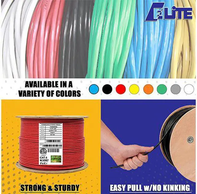 Alt view image 4 of 7 - Elite Cat6 Shielded Riser (CMR), 1000ft, 550MHz, 23AWG, F/UTP, Solid Bare Copper, UL Certified, UL-LP Certification, Bulk Ethernet Cable Reel, Red