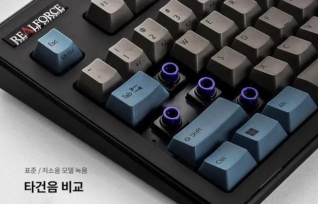 Alt view image 6 of 7 - Topre Corporation Realforce R3 Grey / Blue Wireless Keyboard Topre Silent 30g