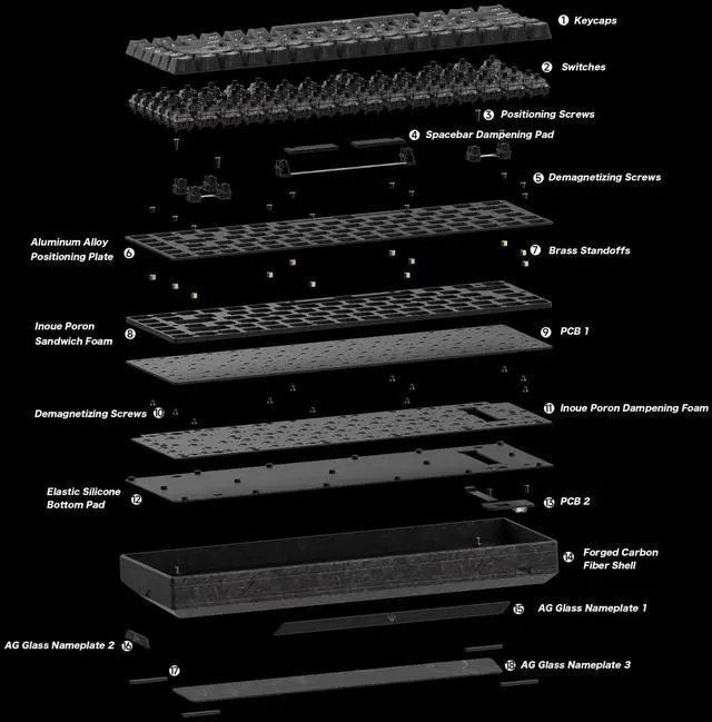 Alt view image 3 of 5 - WLMOUSE Ying75 HE Forged Carbon Fiber RGB 8K Keyboard White TTC Shadow