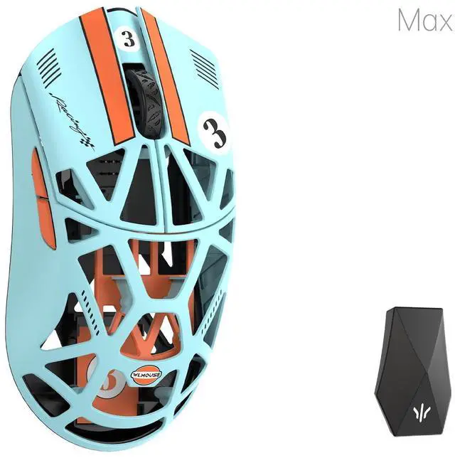 Main image of MK x WLMOUSE Beast X Max Wireless 8K Mouse Blue and Orange Solid Sides Omron Optical