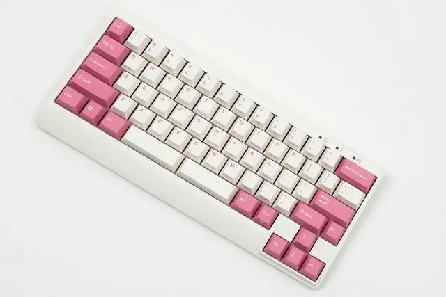 Alt view image 4 of 7 - Leopold FC650MDS White/Pink PD 65% Double Shot PBT Mechanical Keyboard Cherry MX Brown