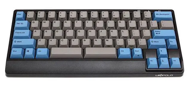 Alt view image 2 of 6 - Leopold FC650MDSBT Bluetooth Blue/Grey PD 65% Double Shot PBT Mechanical Keyboard Cherry MX Blue