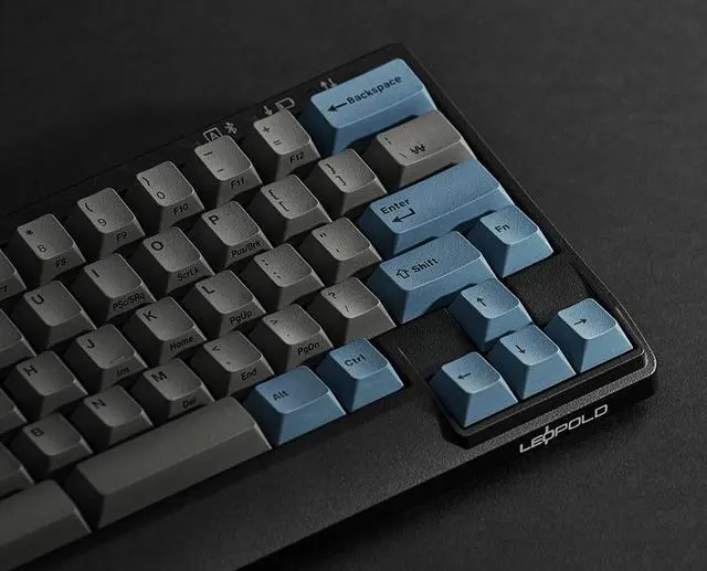 Alt view image 5 of 6 - Leopold FC650MDSBT Bluetooth Blue/Grey PD 65% Double Shot PBT Mechanical Keyboard Cherry MX Blue