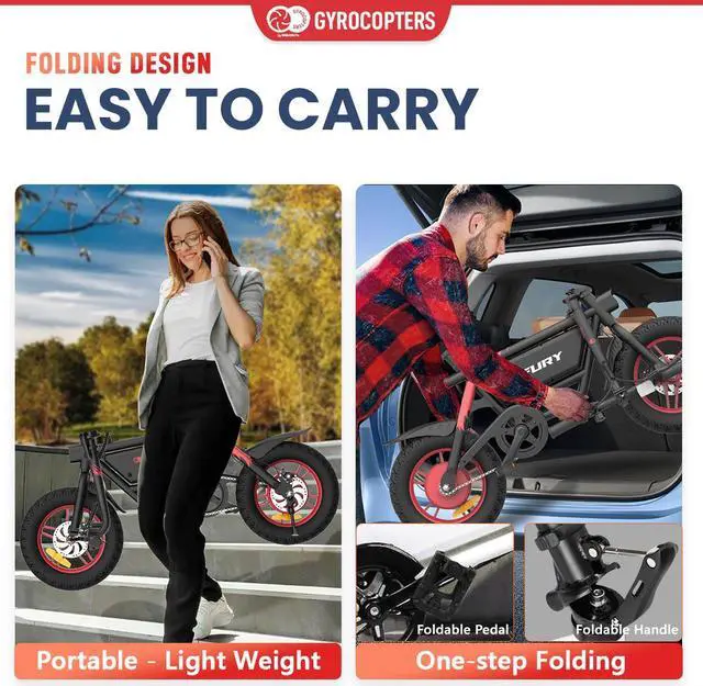 Alt view image 5 of 7 - IMGadgets Gyrocopters Fury Fat Tire Electric Bike 216 Wh Battery 400 W Peak Motor UL-2849 Safety Approved Electric Bike with SMART Anti-theft GPS Tracker