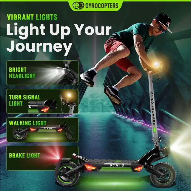 Alt view image 3 of 7 - Gyrocopters Plaid Electric Scooter for adults| Off- Road Tires with dual shocks | Range up to 60 kms | Speed upto 45 Km/h| 800W Motor | 20AH