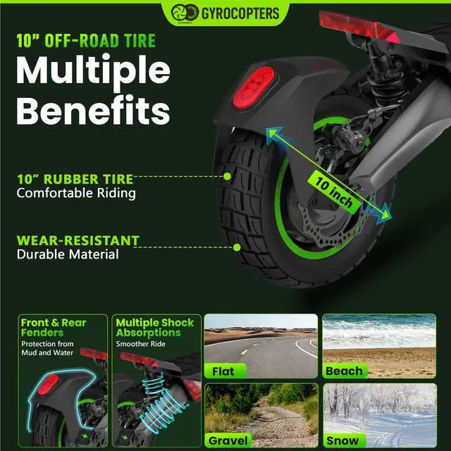 Alt view image 4 of 7 - Gyrocopters Plaid Electric Scooter for adults| Off- Road Tires with dual shocks | Range up to 60 kms | Speed upto 45 Km/h| 800W Motor | 20AH