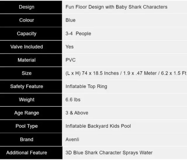 Alt view image 6 of 6 - Baby Shark Sprinkler Pool for kids and adults| Inflatable Kiddie Pool |Baby Splash Pool | Garden and Backyard Pool| Summer Pool |6.2ft x 1.5ft