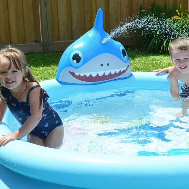 Alt view image 4 of 6 - Baby Shark Sprinkler Pool for kids and adults| Inflatable Kiddie Pool |Baby Splash Pool | Garden and Backyard Pool| Summer Pool |6.2ft x 1.5ft