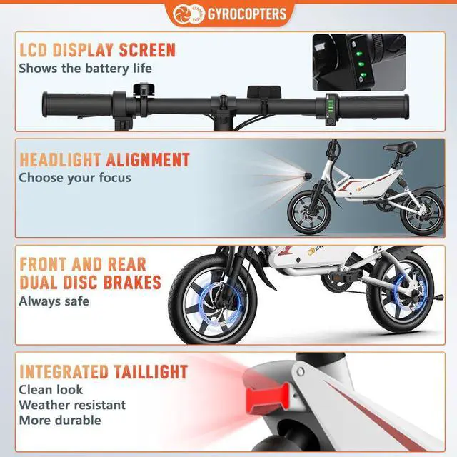 Alt view image 2 of 7 - Gyrocpters Frost Electric City Bike | 350 W Motor, 14-inch tires | Speed 25kmh |Battery Range upto 30km | Dual shocks | Folding Compact ebike