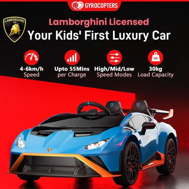 Alt view image 2 of 7 - Lamborghini Kids Two-seater Huracan STO Ride on car | Speed: up to 6 km/h | Run time Up to 55 Minutes | Remote Control | Interactive Play | Realistic Sounds | Safe Design | LED Lights